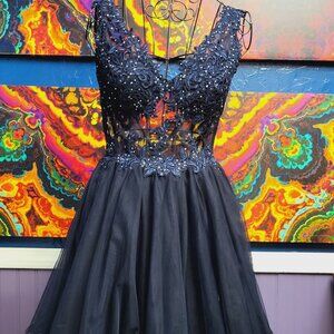 Blondie Nights ~ Sz 9 ~ Navy and Rhinestone Formal Dress
